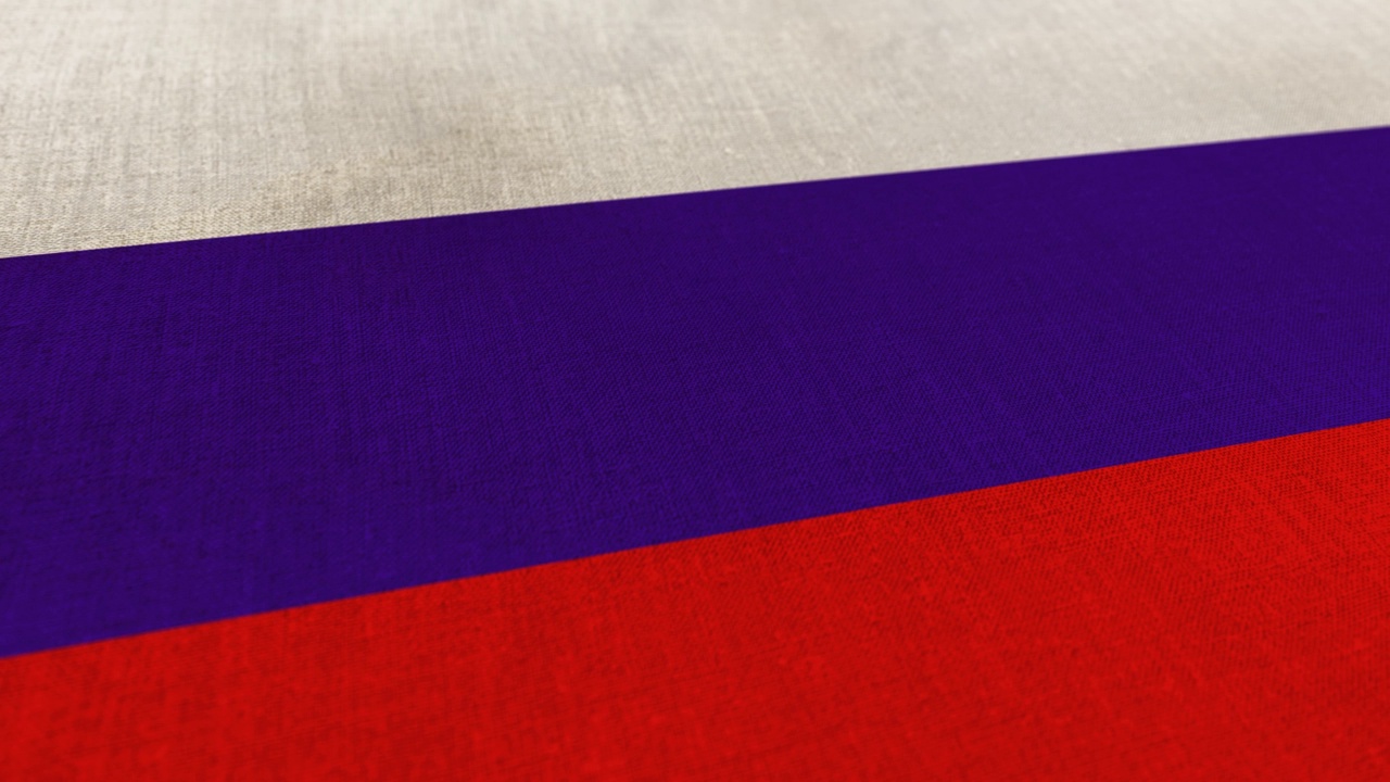 俄罗斯国旗动画库存视频-俄罗斯国旗纹理3d渲染背景-高度详细的织物图案视频素材