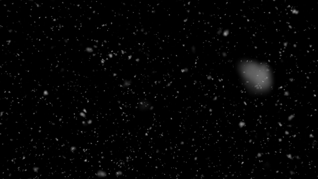 落下的雪覆盖在黑色的背景上。α。视频下载