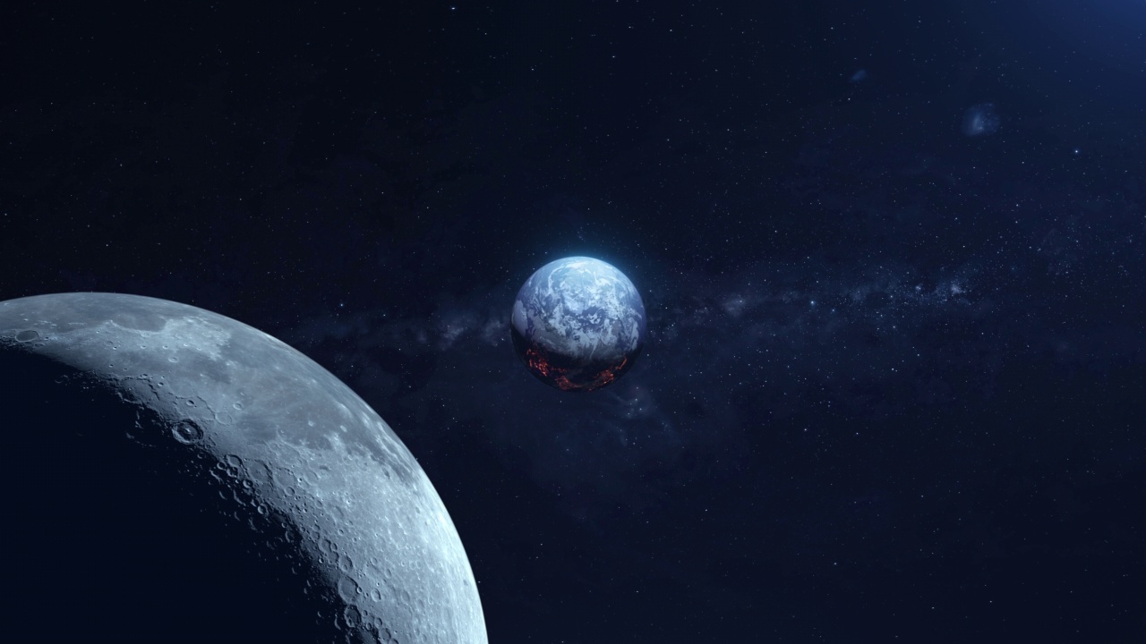 从太空到月球和地球的美丽景色。视频下载