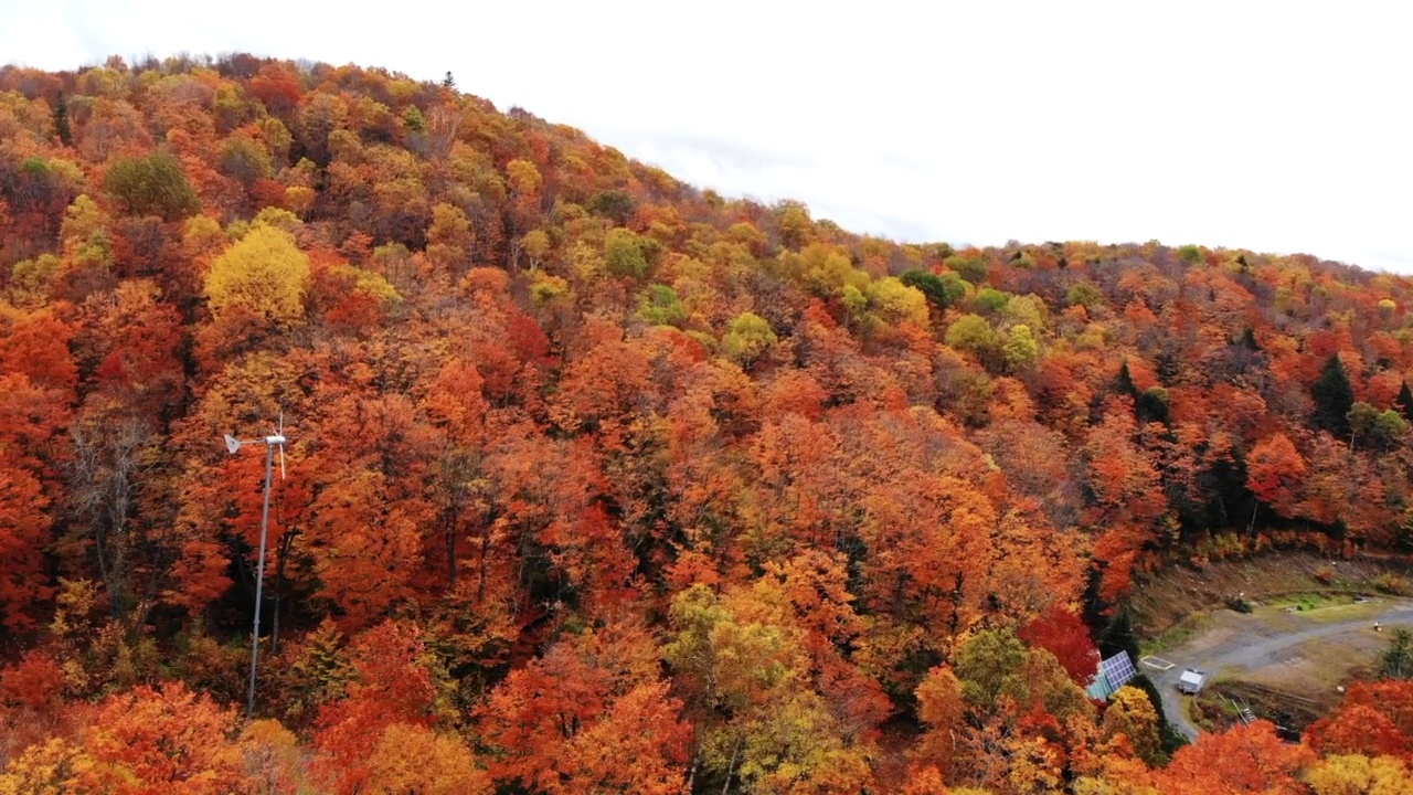 秋天山上的风车视频素材