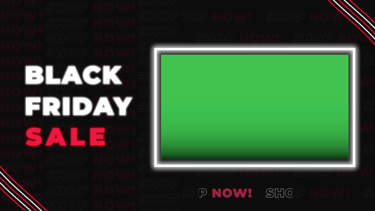 动画黑色星期五销售背景与绿色屏幕显示视频下载