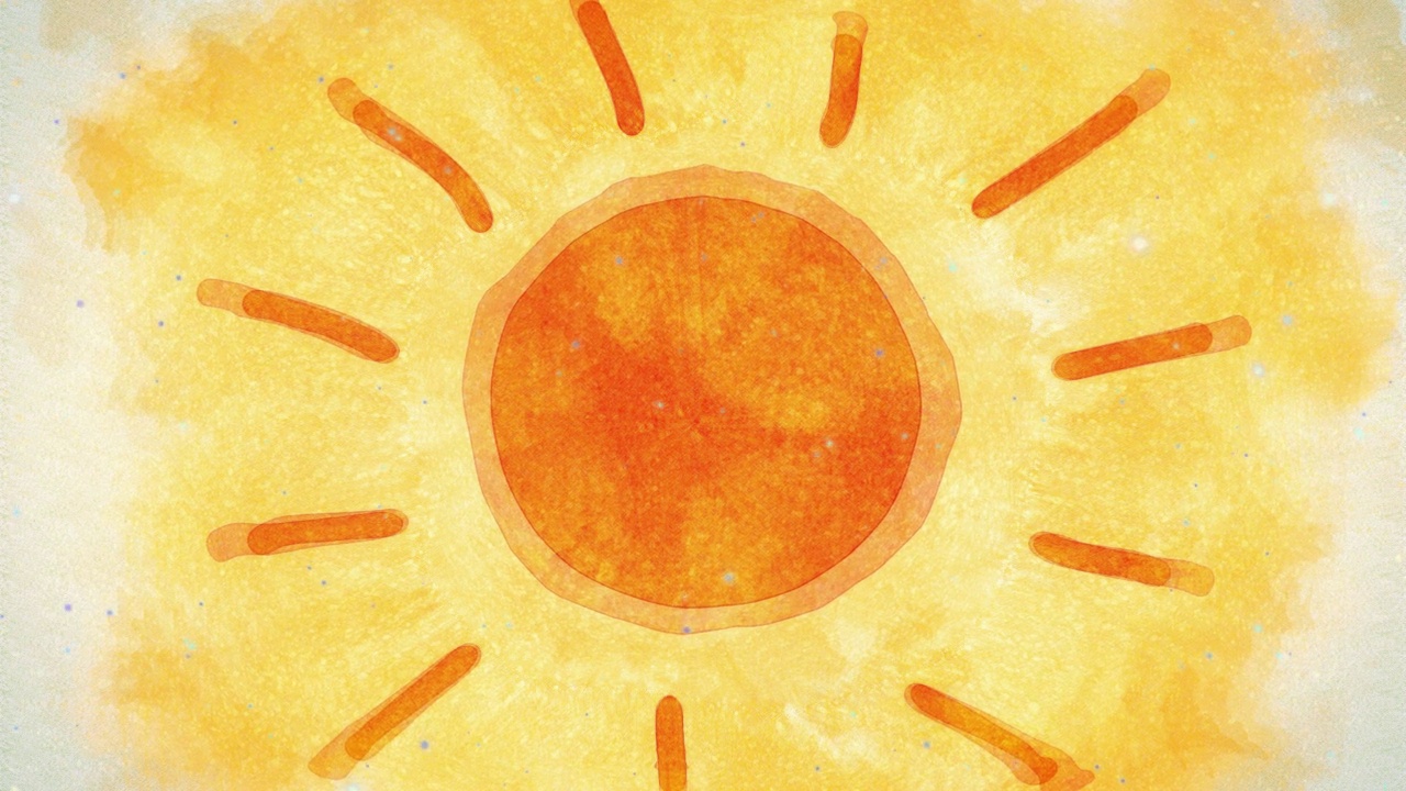 动画的脉动手绘太阳在水彩画视频下载