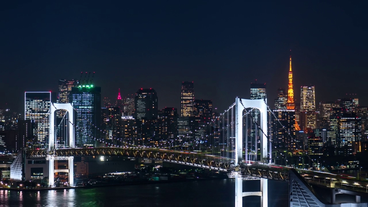 东京台场的夜间桥景视频素材