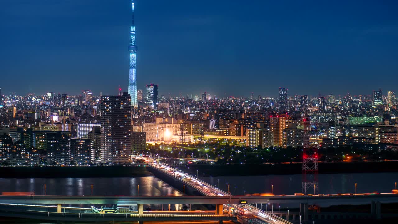 延时拍摄的东京夜景视频素材