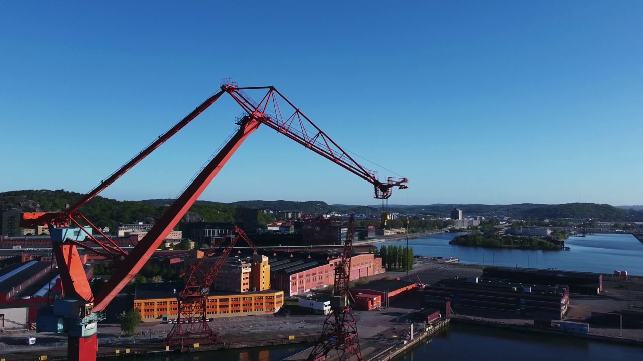 起重机、哥德堡港口视频素材