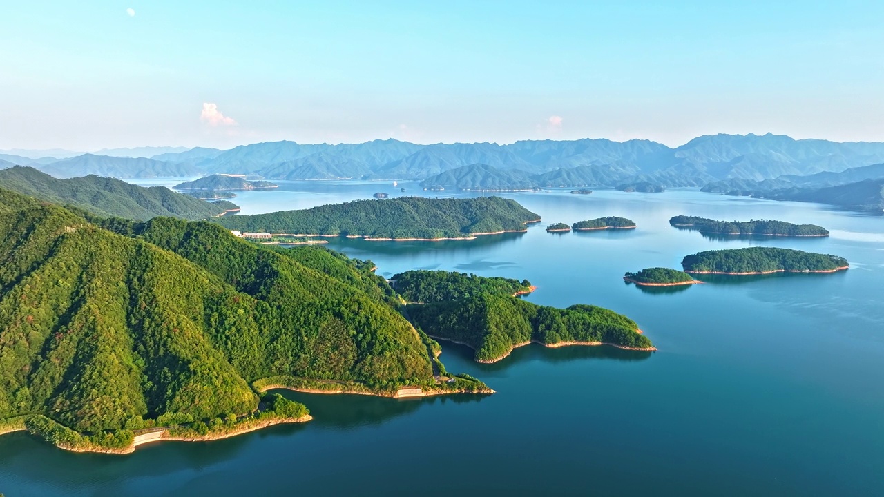 杭州千岛湖鸟瞰图视频下载