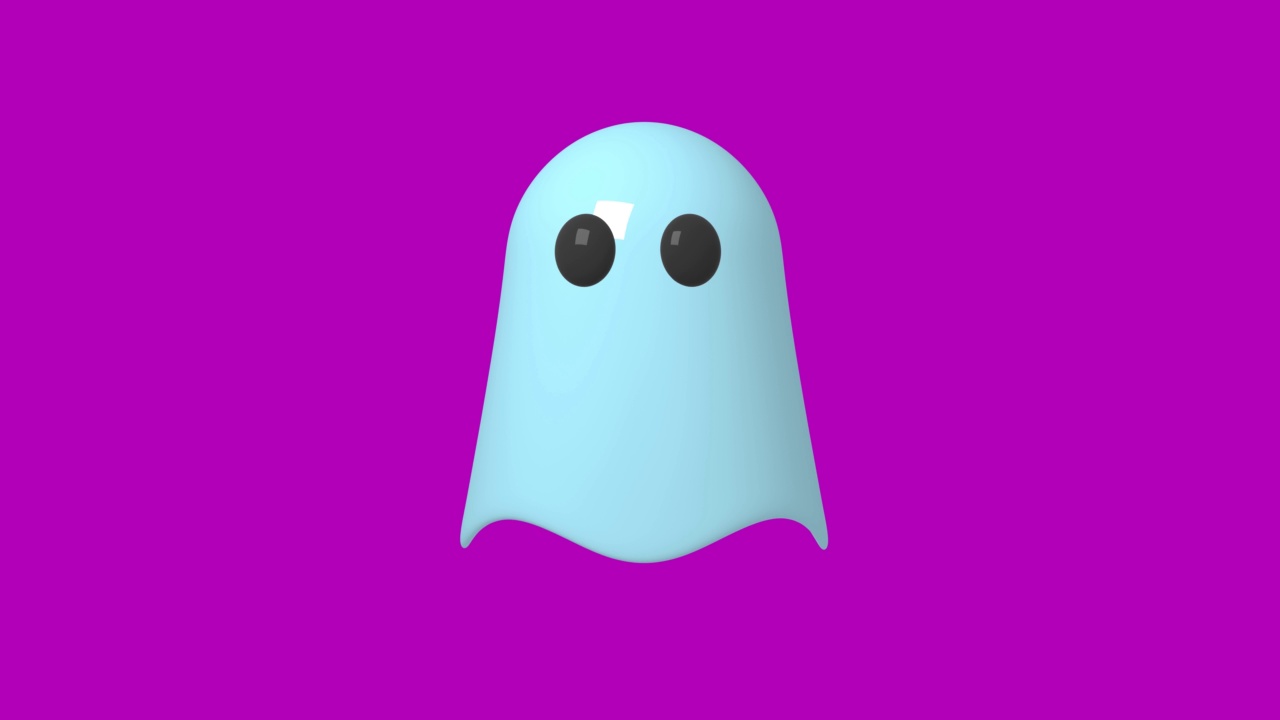 浅蓝色的幽灵上下移动在紫色背景3D 4K循环动画视频下载