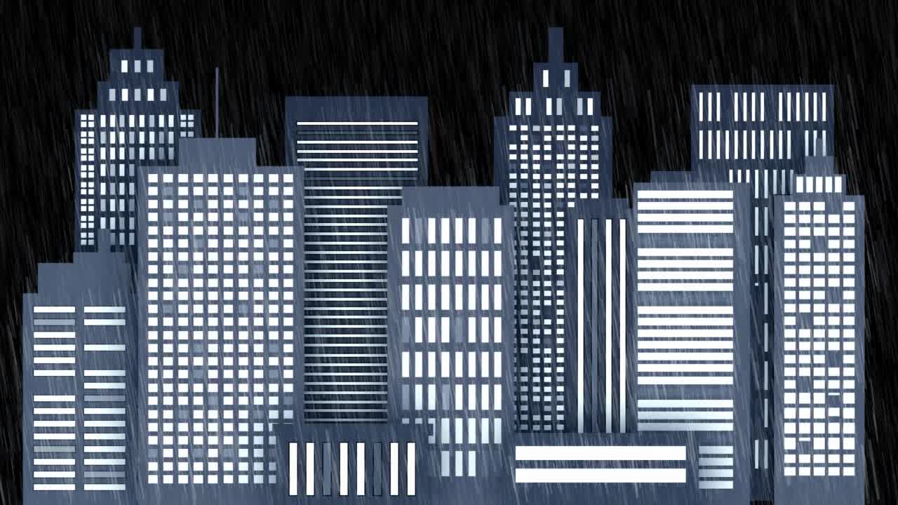 画城市在雨中的夜晚视频下载