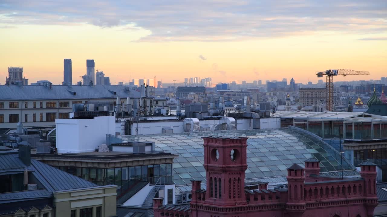 日落时的莫斯科城市风景视频素材