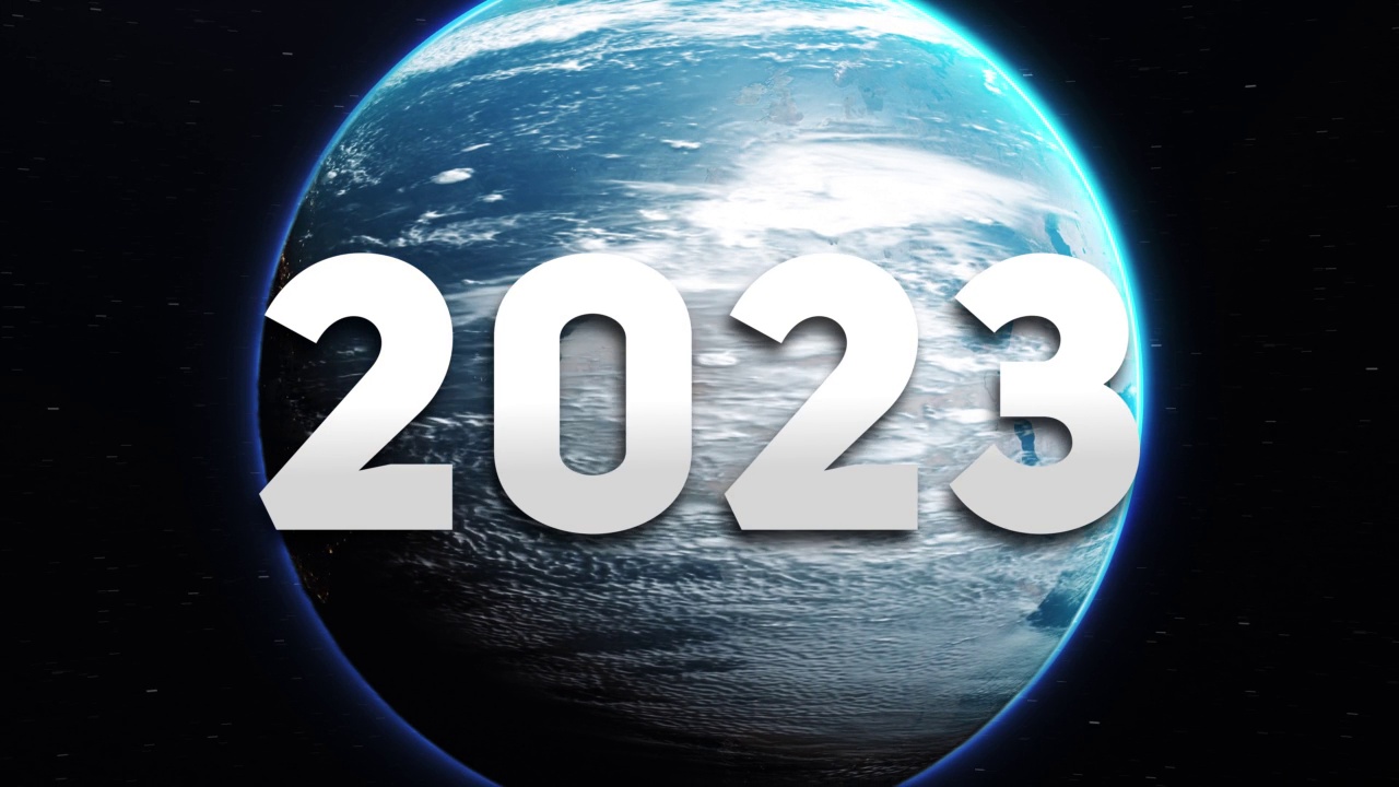 2023年在地球上。2023年世界的象征。3d循环视频视频下载