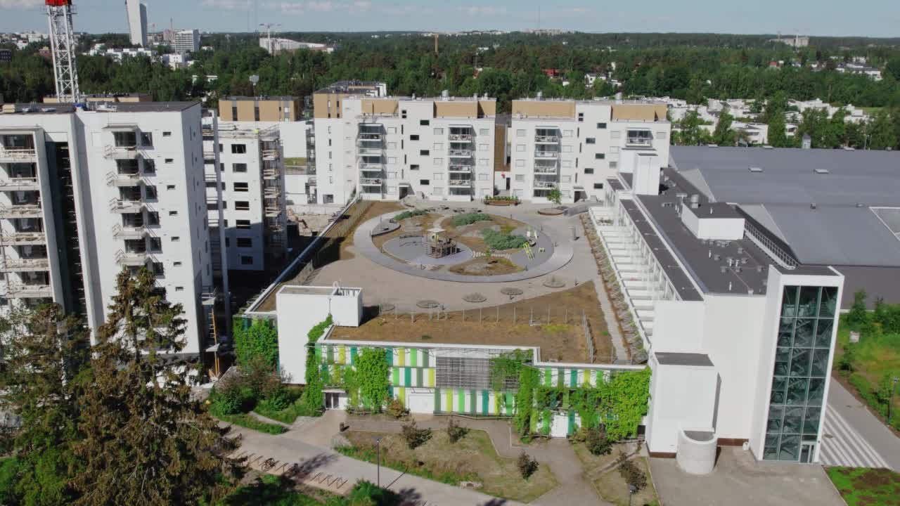 芬兰现代公寓大楼的鸟瞰图视频素材