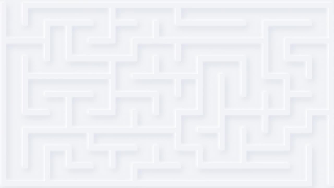 4k白色迷宫与动态解线。带有柔和阴影的抽象动画。3d迷宫图案。视频素材