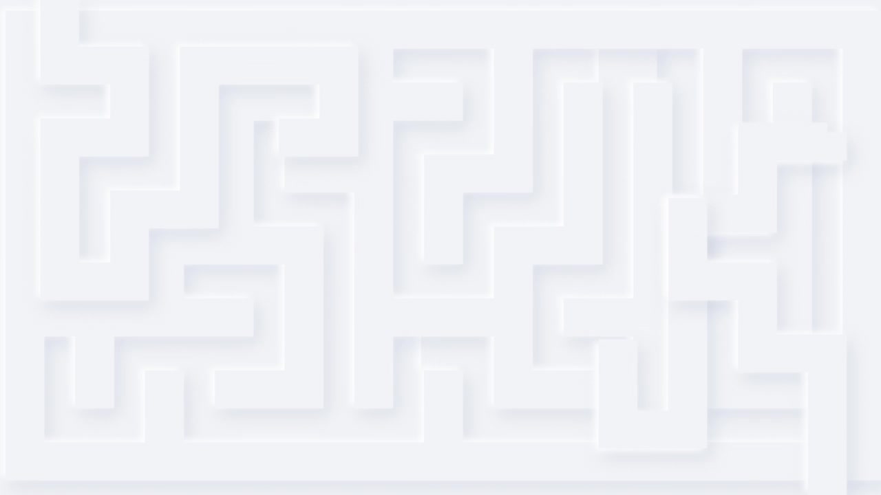 4k白色迷宫与动态解线。带有柔和阴影的抽象动画。3d迷宫图案。视频素材