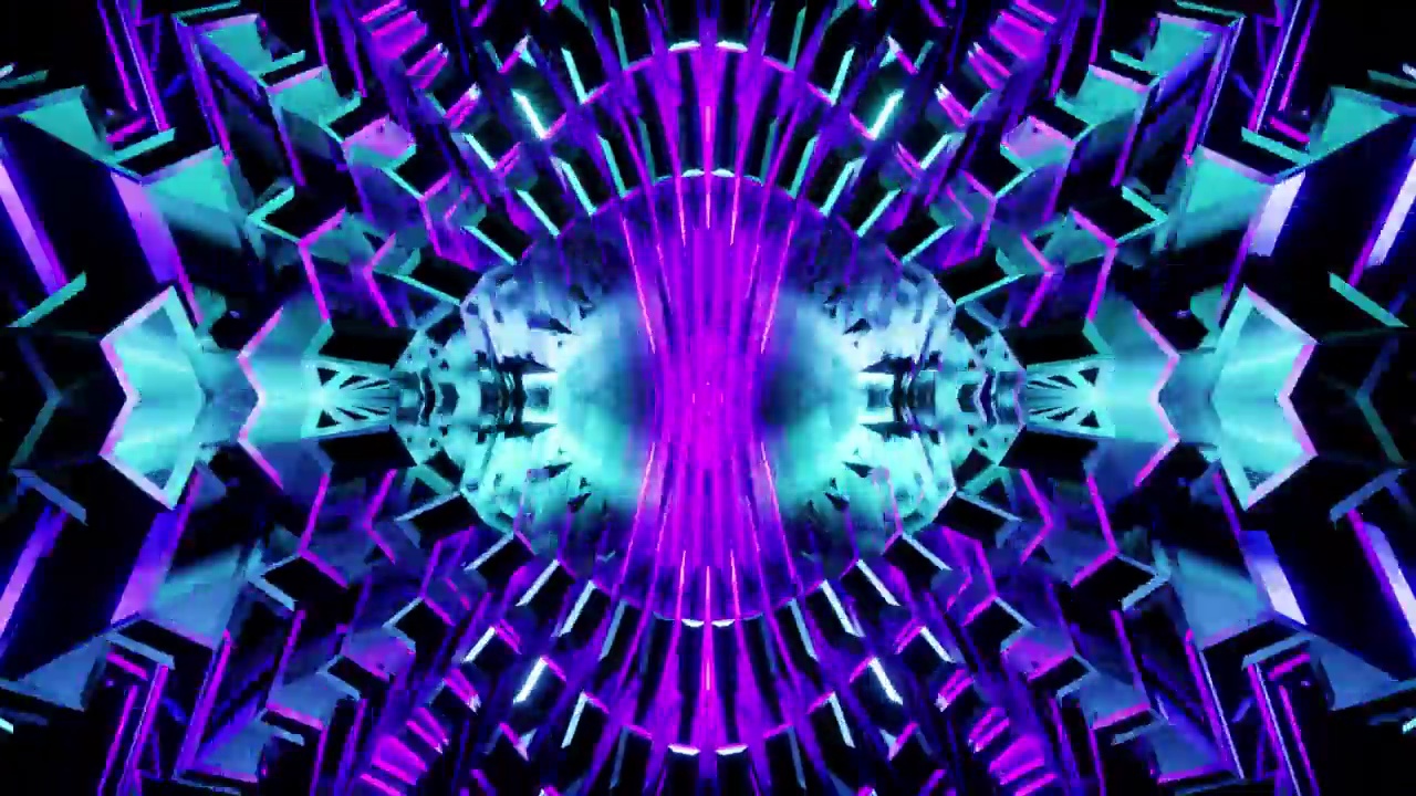 神奇的蓝色和紫色万花筒VJ循环背景视频素材