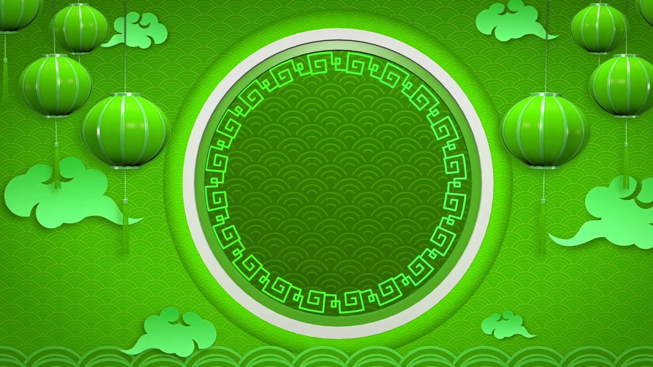 动画绿色圆中国风格与绿色背景为模板。视频素材