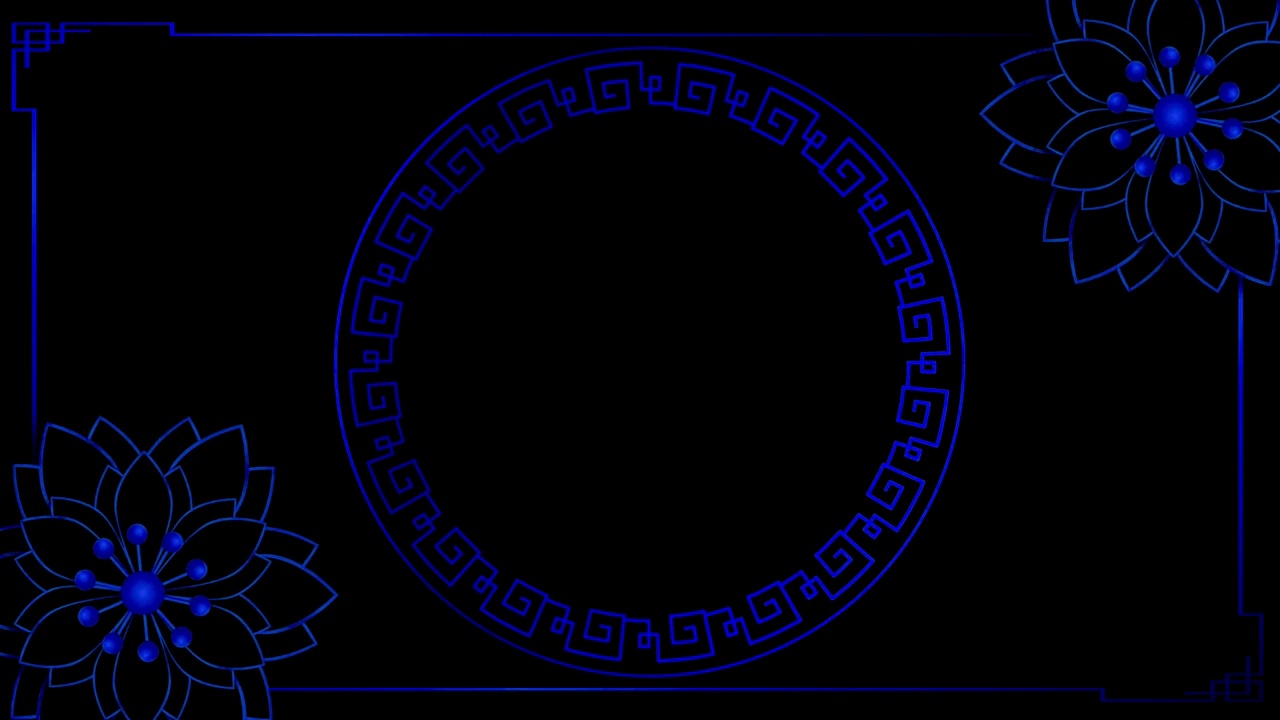 动画蓝色圈中国风格的隔离与黑色背景为模板。视频素材