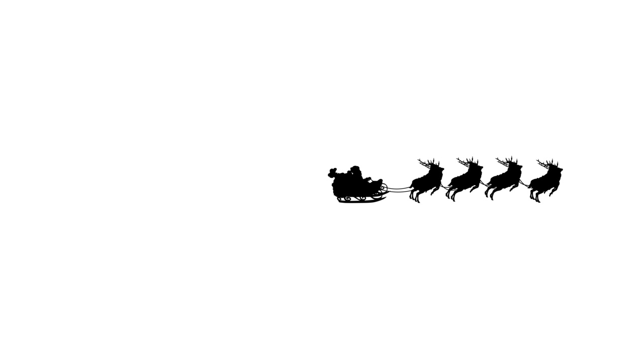 圣诞老人和驯鹿的剪影。新年快乐的概念，礼盒，月亮，问候，动物雪橇，鹿，节日，贺卡，人物动画，童话，插图，色度键，雪橇，剪影，圣诞快乐，孤立视频下载