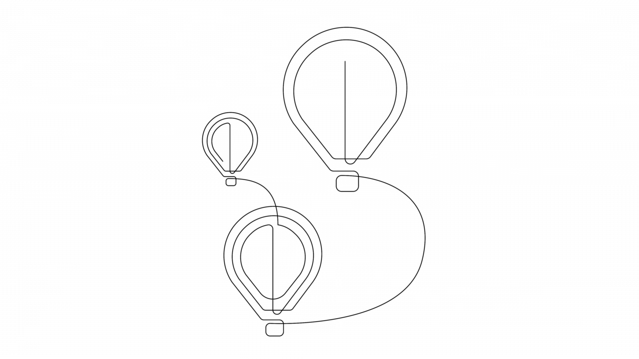 自绘动画三个热气球标志。连续画线。全长度动画。视频下载