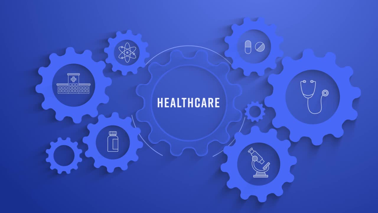 信息图齿轮医疗保健可循环动画视频素材