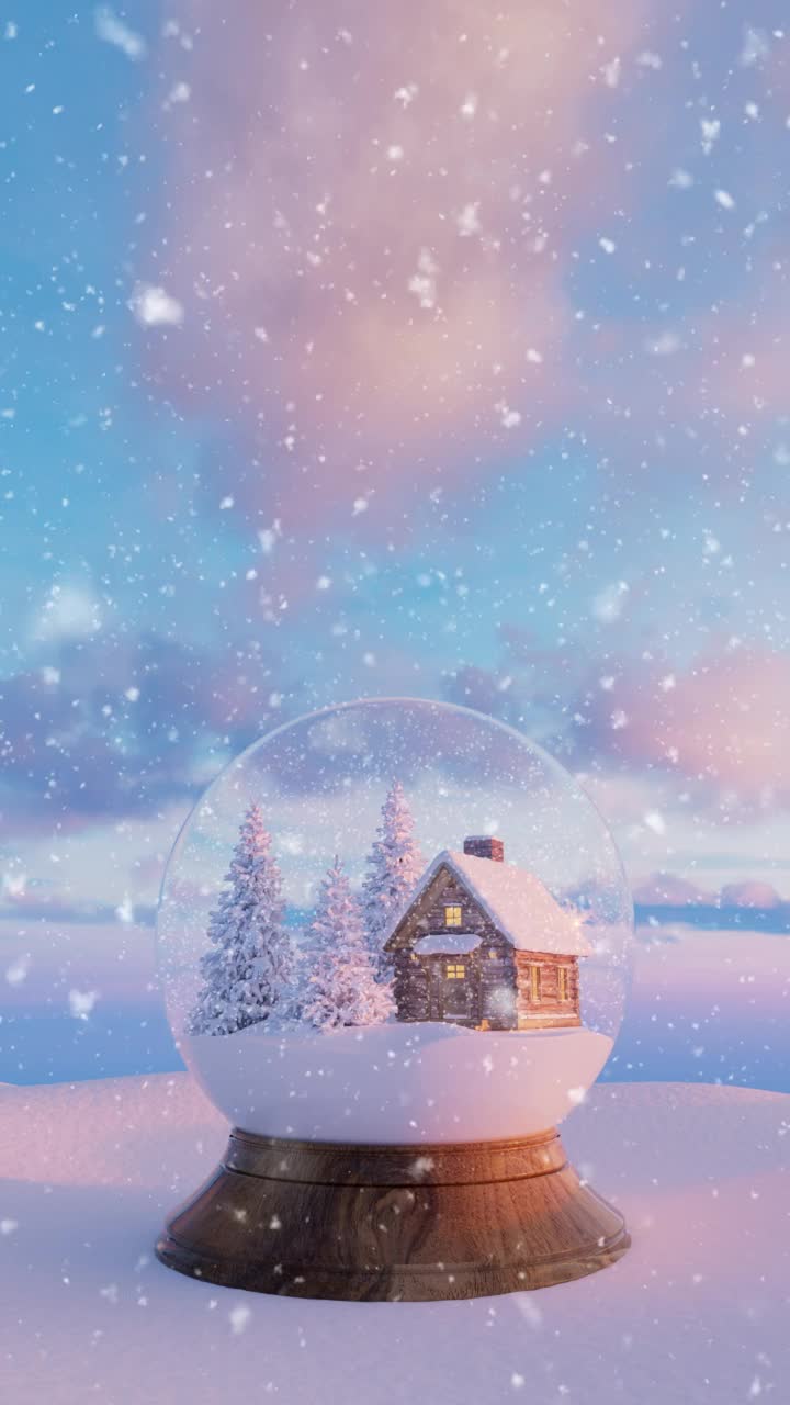 圣诞快乐和新年快乐与雪花球在冬天的背景视频素材