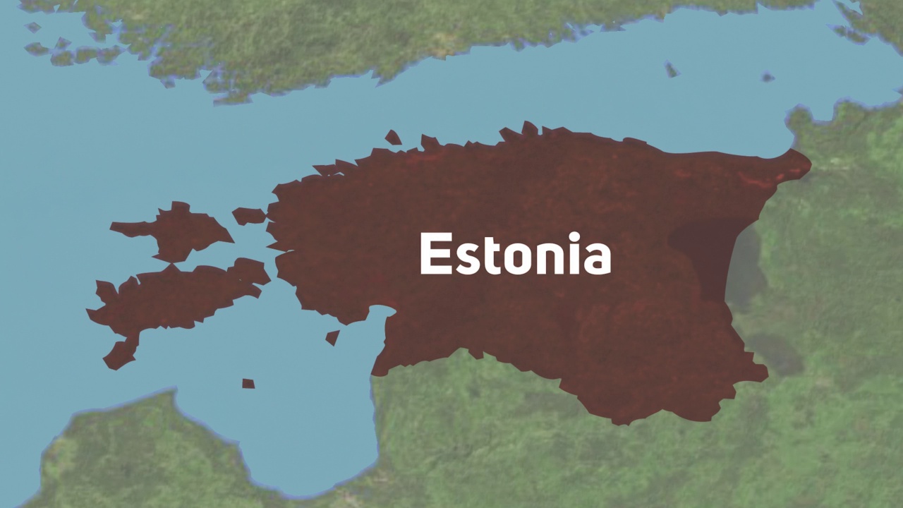 爱沙尼亚放大世界地图与文字视频素材