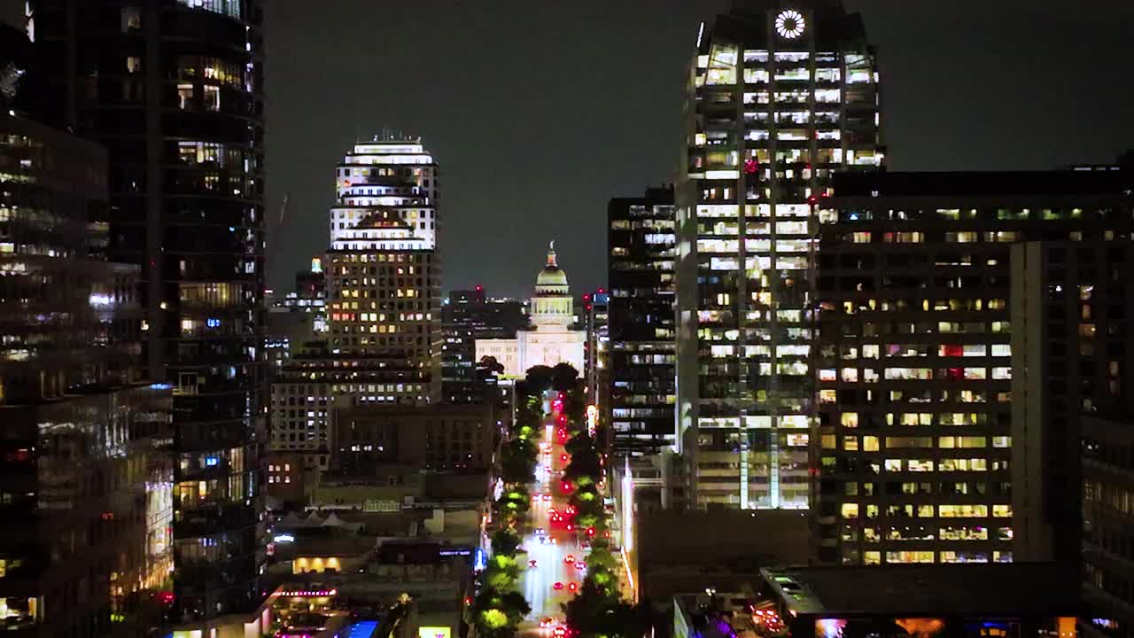 国会大道和德州国会大厦俯瞰奥斯汀视频下载