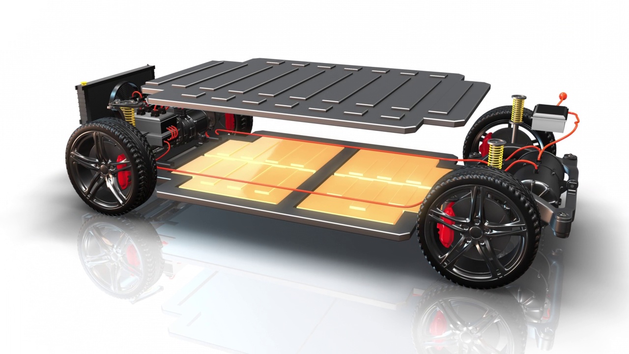 配备锂电池组的通用电动汽车。可持续能源。视频素材