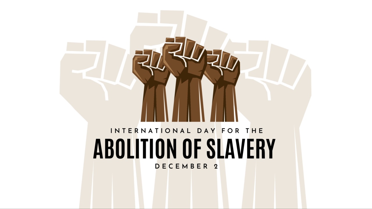 12月2日，废除奴隶制国际日海报。4 k的动画视频素材