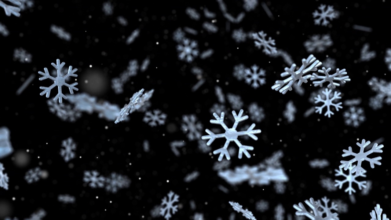 3D圣诞雪飘落雪花透明背景，Alpha通道准备好，3D渲染。视频素材