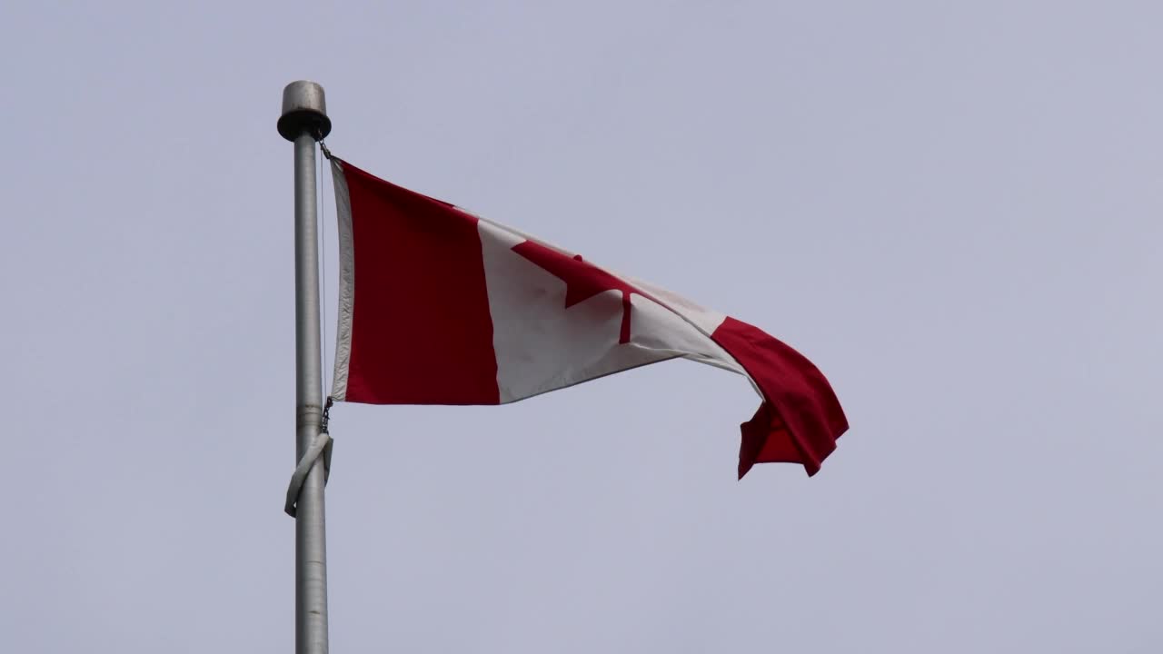 旗杆上的加拿大国旗- 4K特写视频素材
