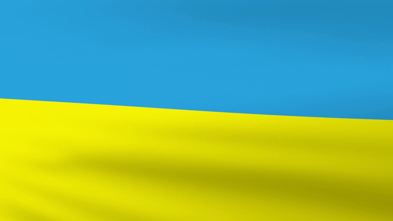 乌克兰飘扬的国旗的3D动画运动视频素材