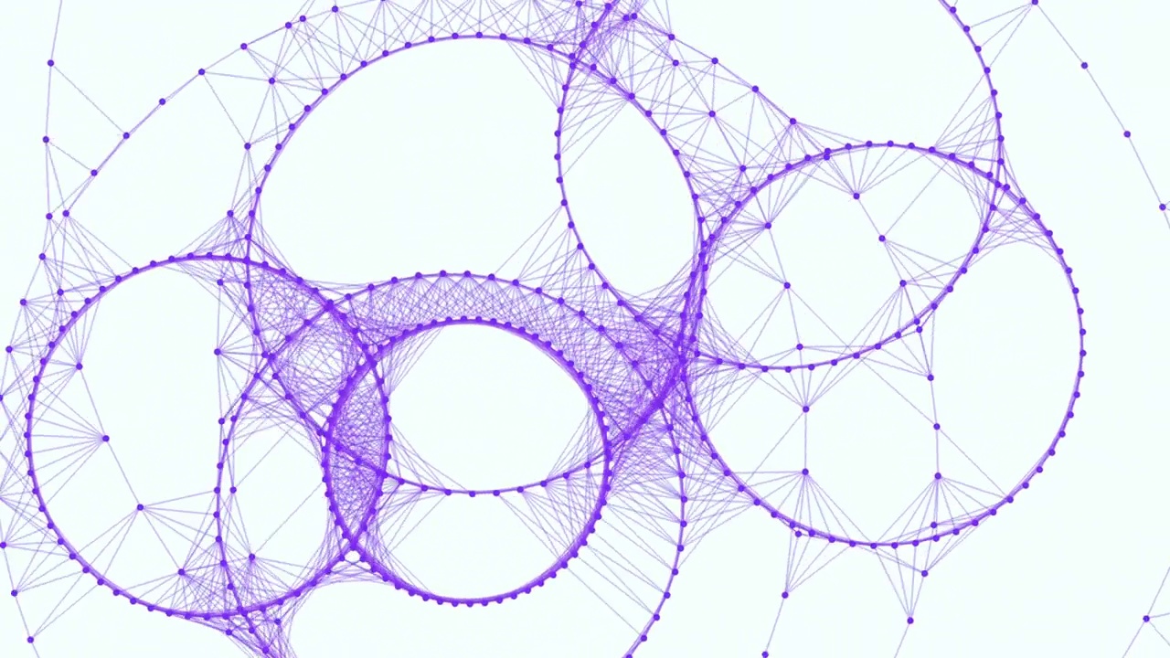 连接紫色线和点在几何无缝圆形白色渐变视频素材