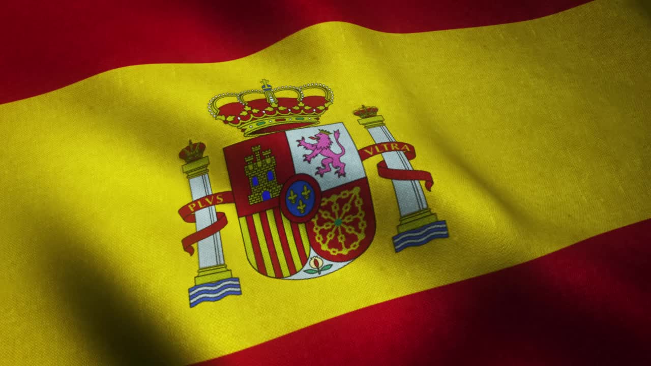 挥舞的西班牙国旗的数字3D渲染视频素材