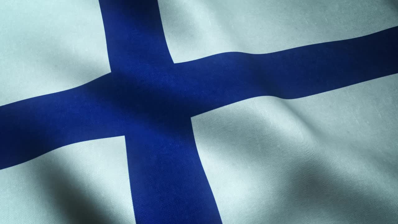 飘扬的芬兰国旗的数字3D渲染视频下载