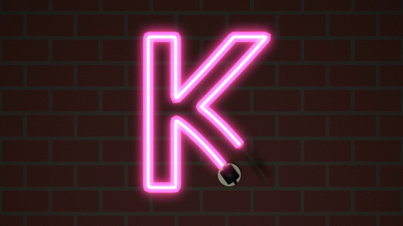 动画霓虹字体对砖-字母K视频下载
