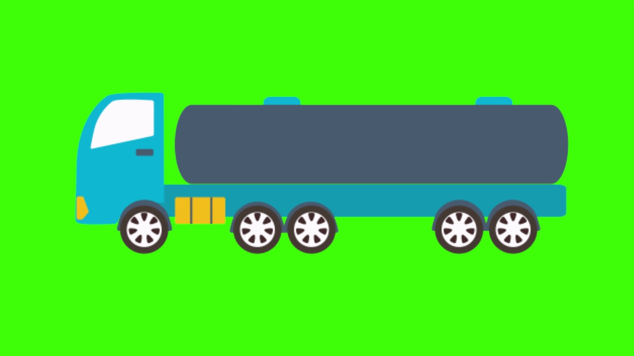 彩色的简单动画卡车孤立在一个绿色屏幕在4K视频素材