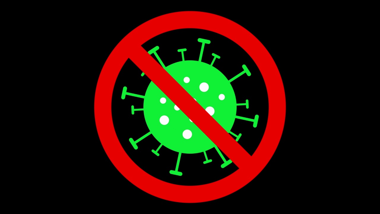 冠状病毒，绿色病毒轮转禁止标志下，停止covid-19的概念。视频下载