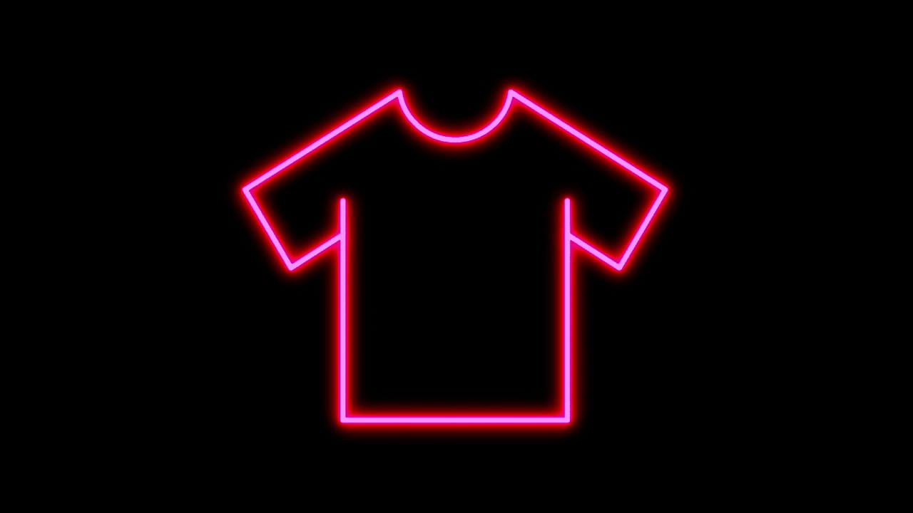 动画粉色霓虹灯衬衫形状在黑色背景。视频下载