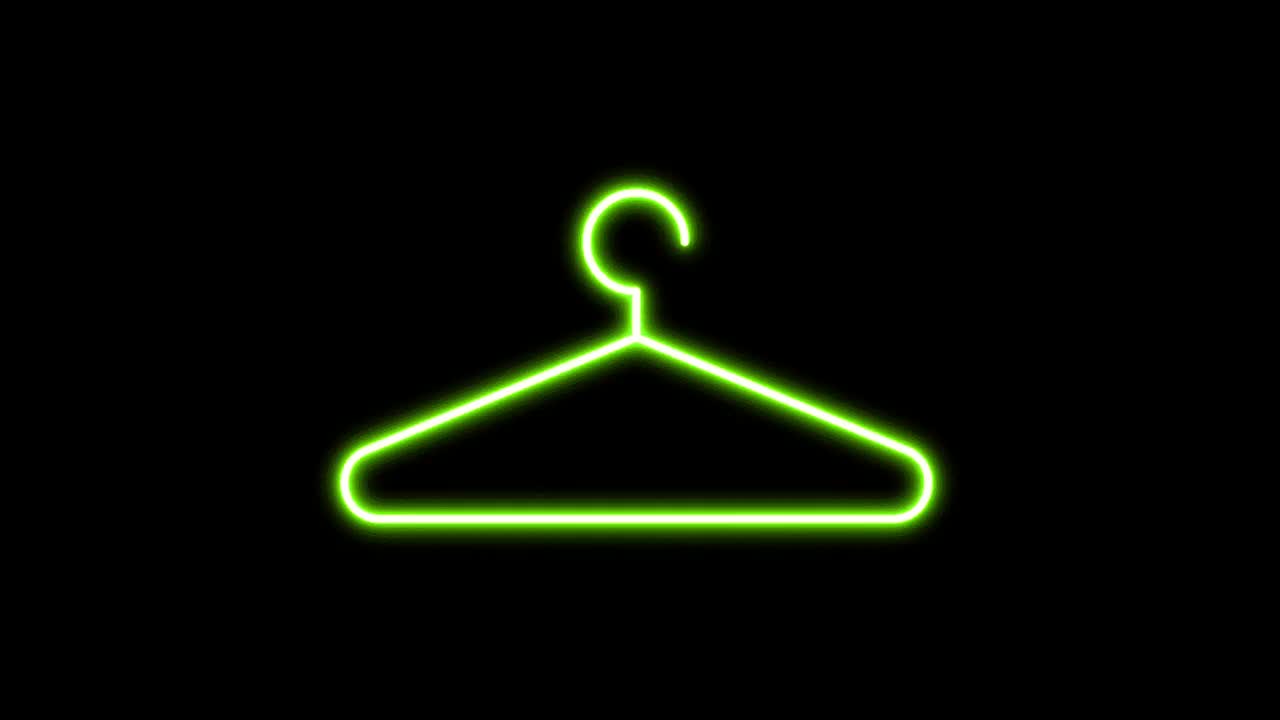 动画绿色霓虹灯挂在黑色背景上的形状。视频下载