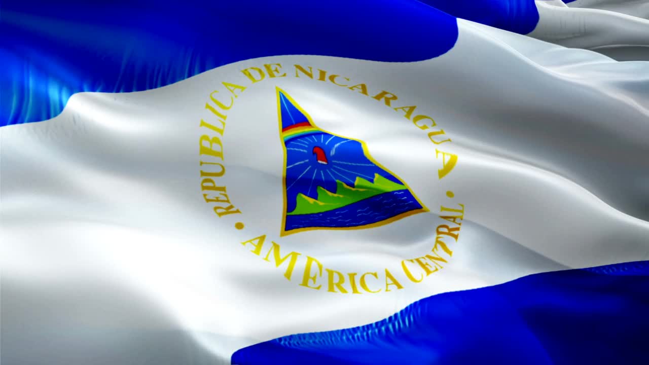 尼加拉瓜国旗视频。国家3d尼加拉瓜国旗慢动作视频。尼加拉瓜国旗近距离爆炸。尼加拉瓜国旗运动循环高清分辨率背景特写1080p全高清视频旗帜飘扬在风中视频画面全高清。视频下载
