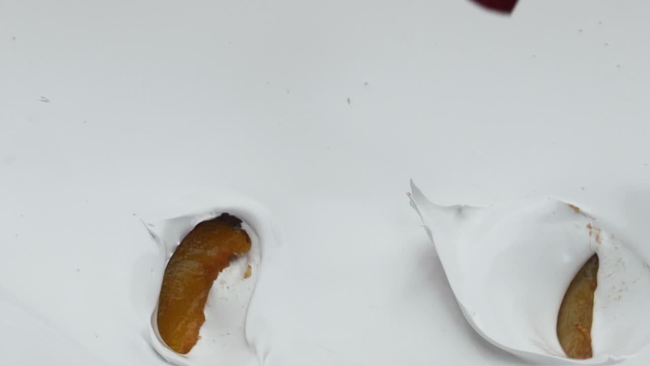 自制甜酸梅酸奶的超慢镜头特写。乳制品甜点视频素材