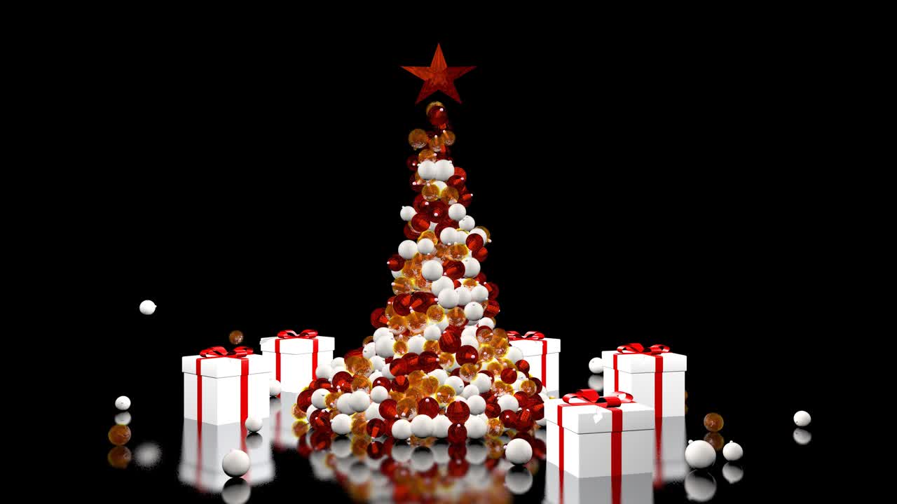 漂亮的动画圣诞树。三维渲染视频下载