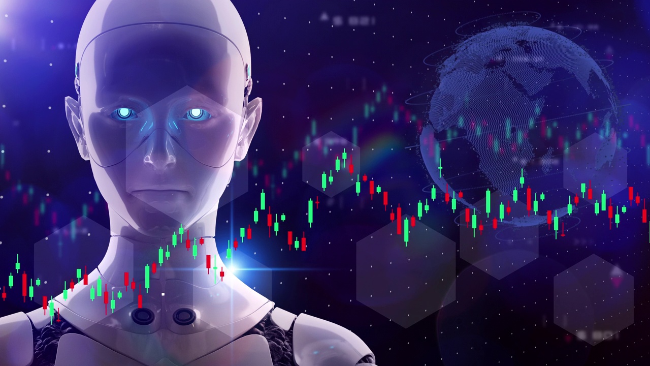 EA专家顾问，AI机器人交易智能商业投资数字世界金融外汇曲线图。视频素材