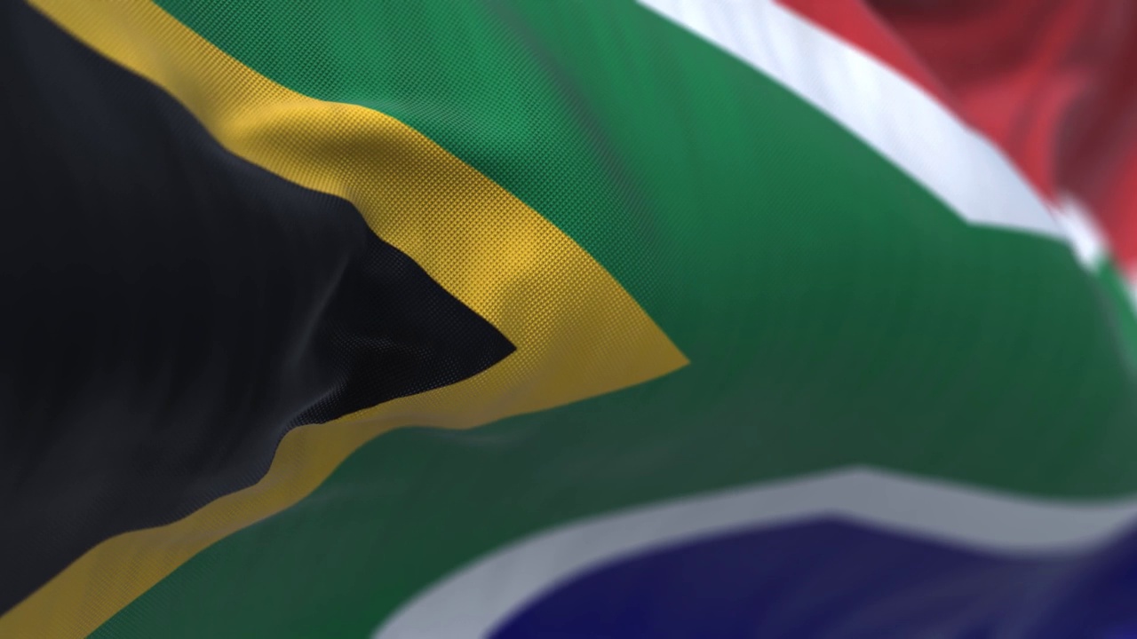 南非国旗在风中飘扬的特写镜头视频下载