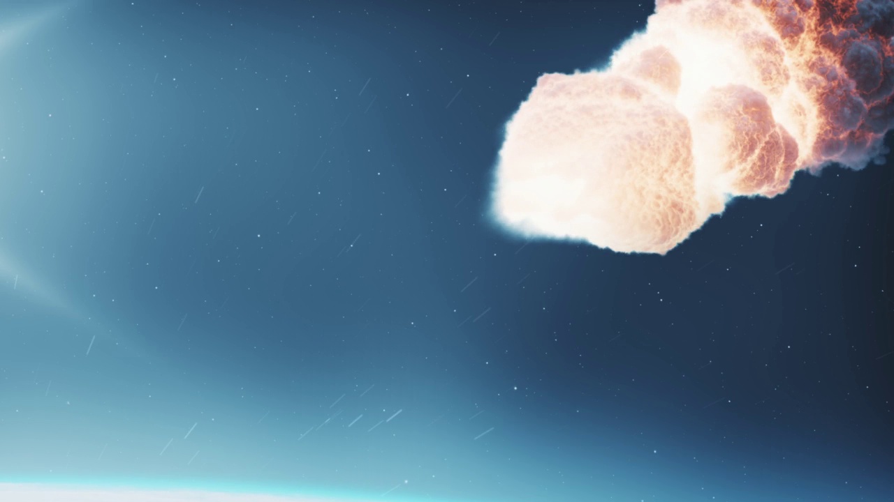 巨大燃烧的火球小行星进入地球大气层视频素材