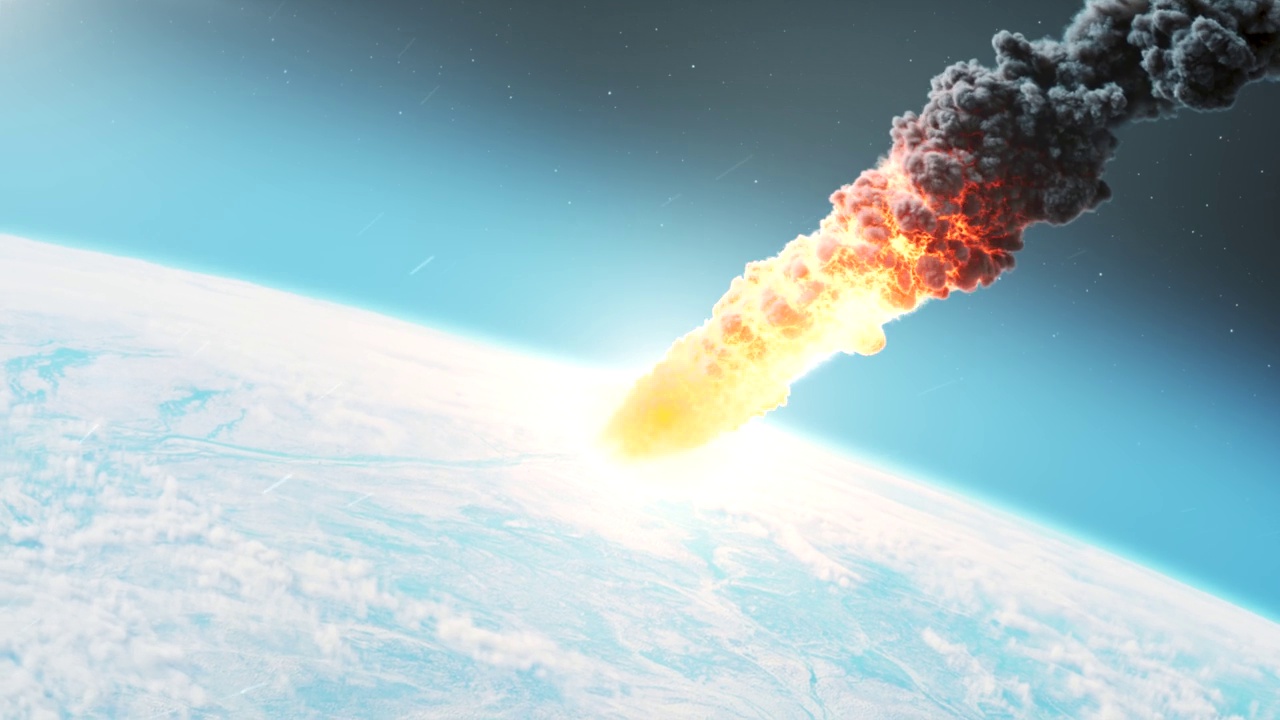 燃烧的火球小行星流星进入地球大气层视频素材