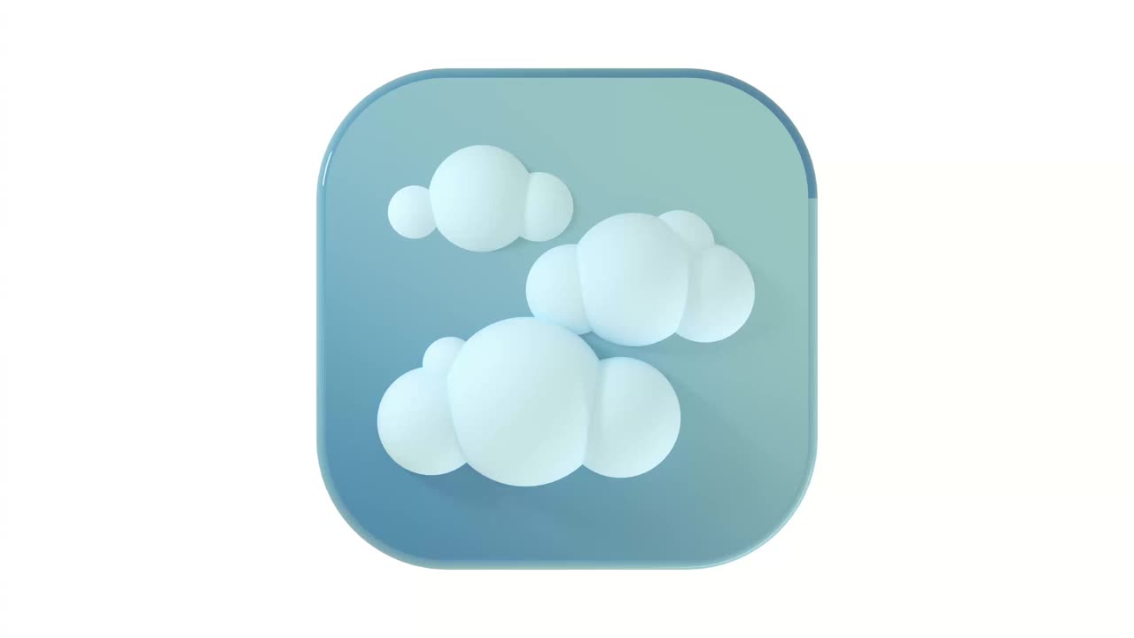在白色背景上的灰色按钮上的3D云图标具有平滑的4K动画循环。三维演示视频下载