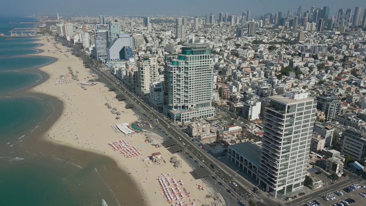 以色列特拉维夫海岸线航拍视频下载