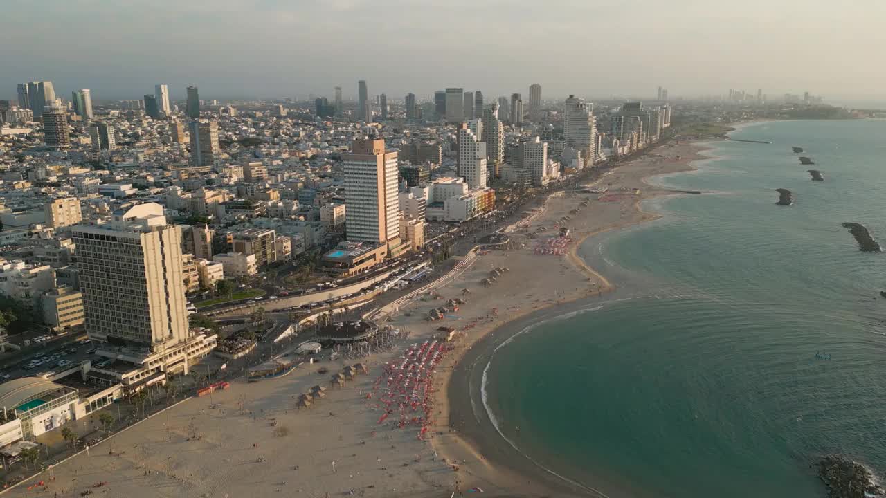 以色列特拉维夫海岸线航拍视频素材