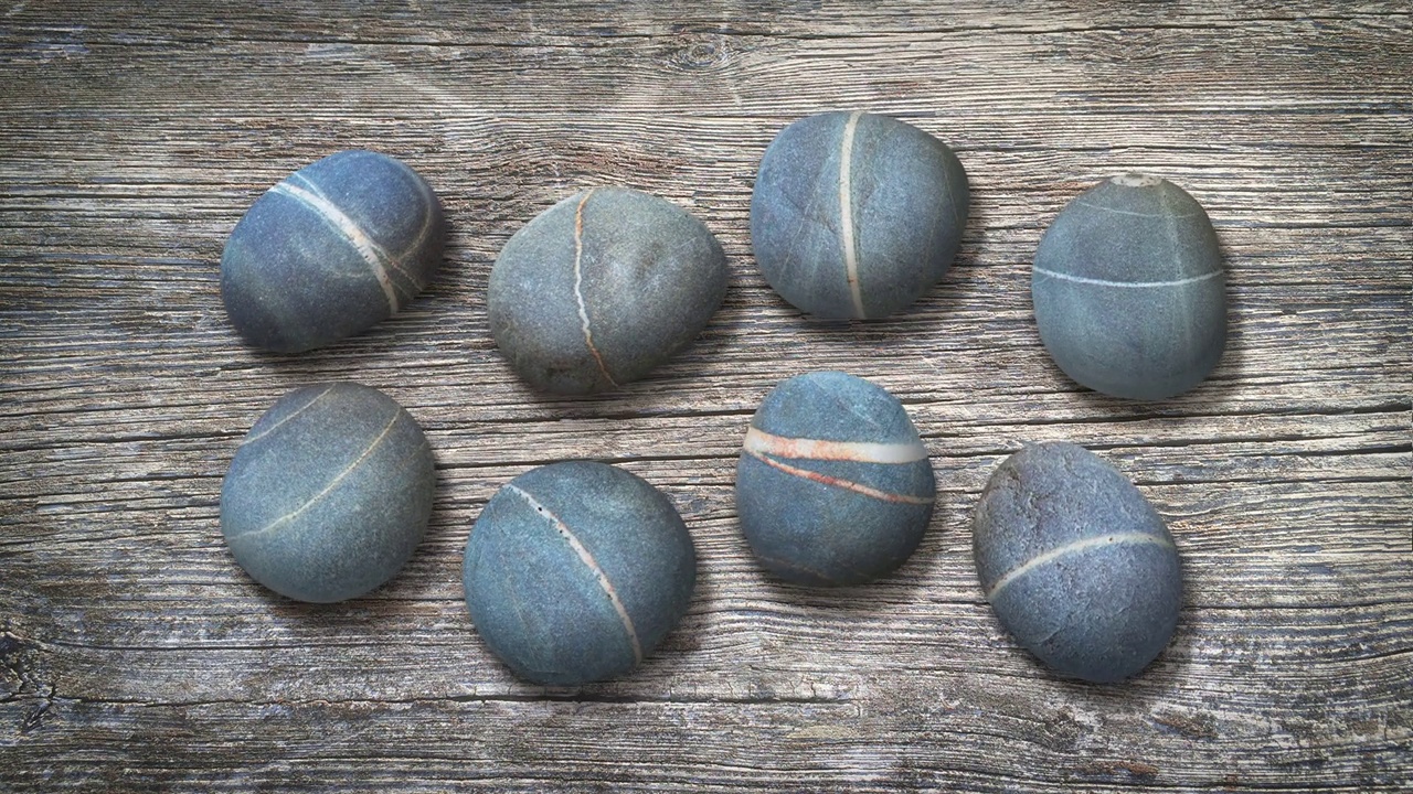 纹理卵石，在风化的木质表面，移动成圆形视频下载
